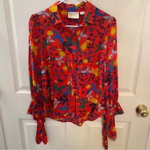 Anthropologie Maeve Button-Up Blouse Fruit Floral